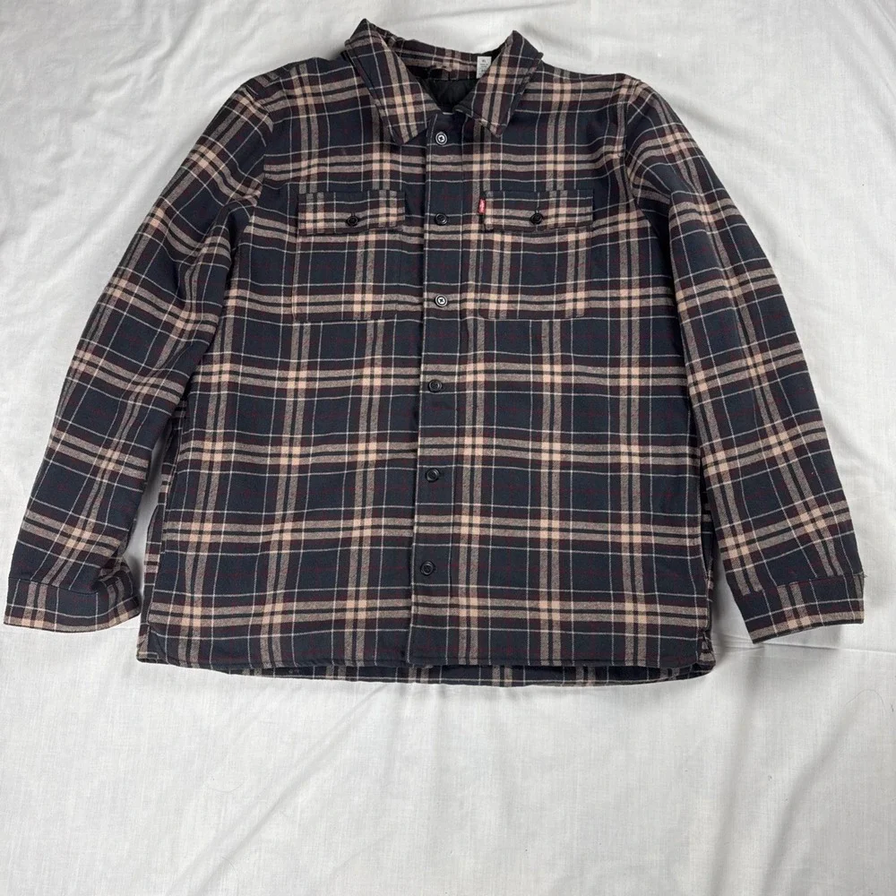 Levis Plaid Men Jacket Lined Buttons And‎ Zipper Sz XL